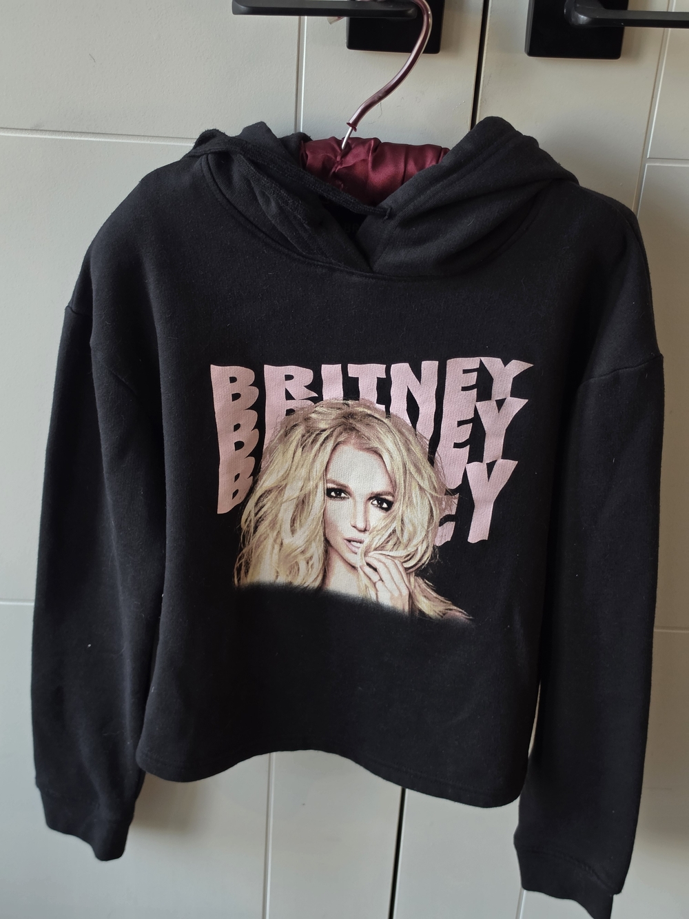 Official Britney Spears Bravado 2018 Black Cropped Graphic Hoodie Rare